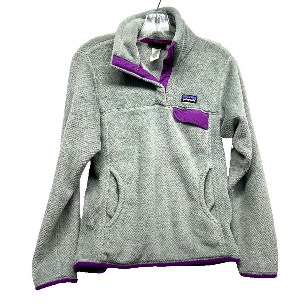 Patagonia Retool Snap T Fleece Small Grey Polyester Pullover Jacket (HU)